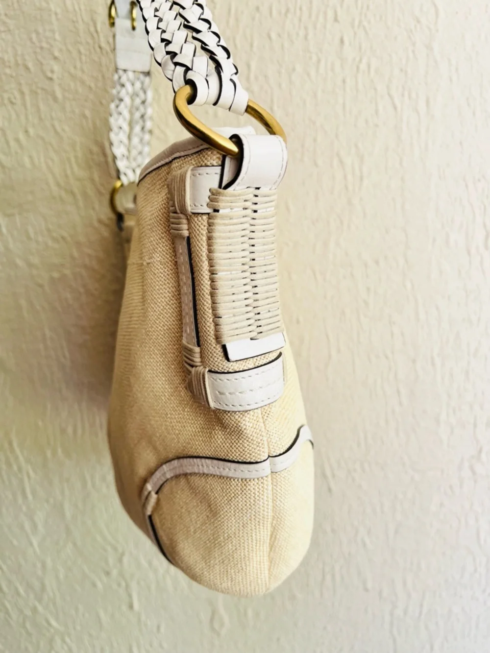 Coach Vintage Soho Angora Straw & Braided Leather Hobo Shoulder Bag - Picture 5 of 8